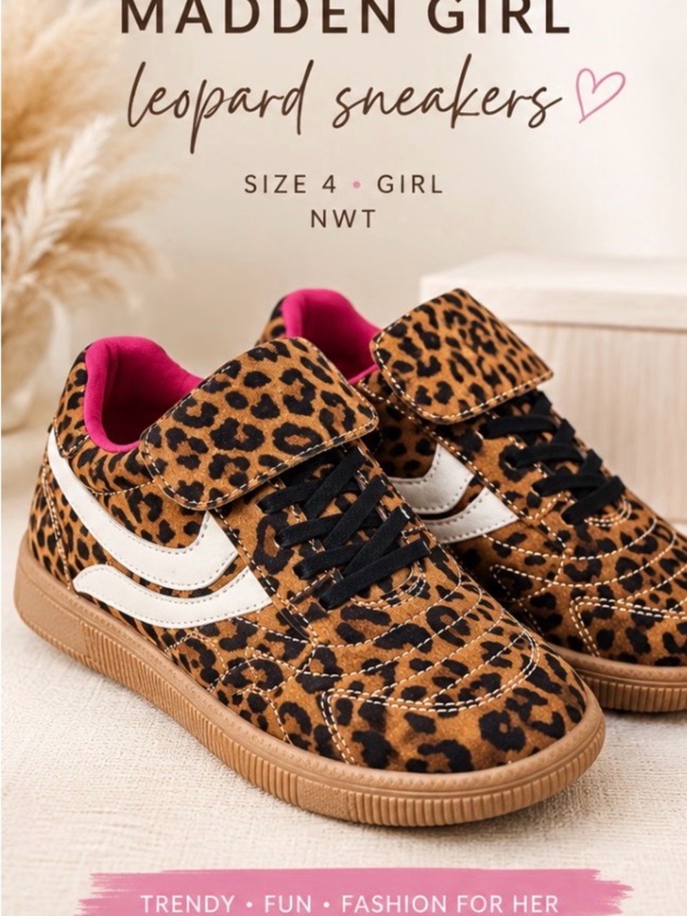 Madden Girl Leopard Print Sneakers with Pink Lining